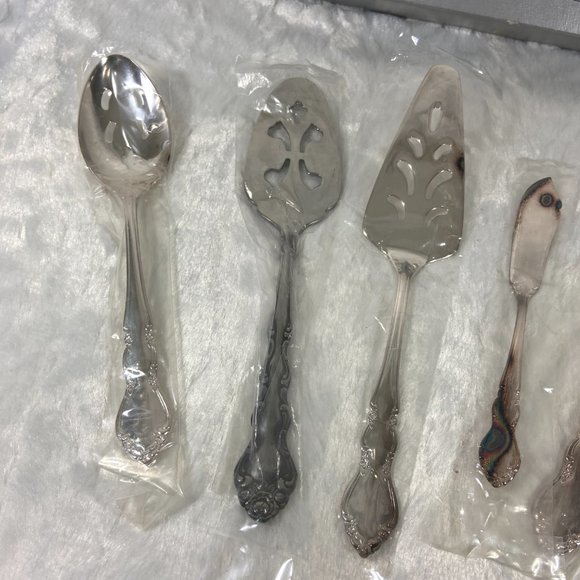 6 Pc Towle Stainless Steel Baroness Hostess Serving Set plus 1 odd Silver Plated - Picture 3 of 7